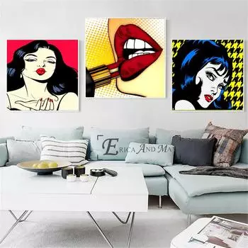 Сексуальные женщины макияж поп-арт плакаты и принты настенное искусство декоративная картина холст живопись для гостиной домашний декор без рамы 21cm30cm NoFrame