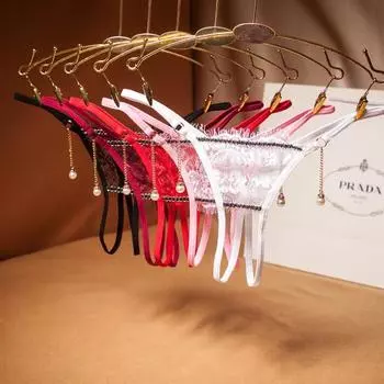 Сексуальные женщины с открытой промежностью, прозрачные кружевные стринги, стринги, нижнее белье из искусственного жемчуга