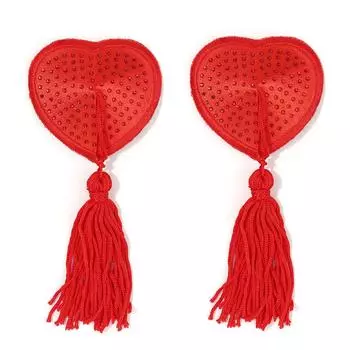 Сексуальные женские 1 пара накладок на соски в форме сердца, многоразовые стразы, одежда для груди, кисточки, силиконовые накладки на соски, накладки на бюстгальтер, наклейки на грудь one size