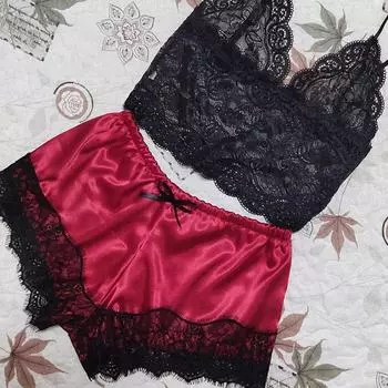 Сексуальные женские атласные кружевные пижамы нижнее белье модные удобные женские пижамы XL