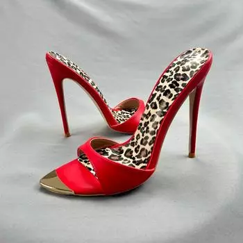 Сексуальные женские босоножки с леопардовым принтом и стелькой, тонкие высокие каблуки, шлепанцы, свадебные сексуальные туфли, женские тапочки, большие размеры 33-45 33