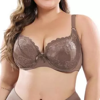 Сексуальные женские бюстгальтеры, сексуальное кружевное мягкое нижнее белье размера плюс, нижнее белье с полной чашкой 80E, 85E, 90E, 95E, 100E, 105E 80E бежевый