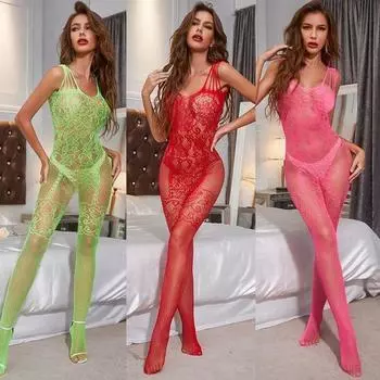 Сексуальные женские чулки плюс размер нижнего белья в сеточку Сексуальное женское белье для женщин Эротические чулки для тела Нижнее белье Костюмы Пижамы Сорочки больших размеров Боди