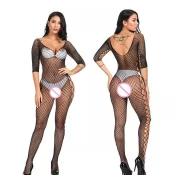 Сексуальные женские комбинезоны в сеточку с открытой промежностью, сетчатые колготки, нижнее белье, боди, костюмы, женское эротическое нижнее белье, комплект из полых тканей XS