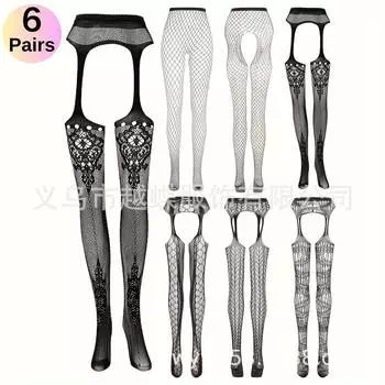 Сексуальные женские кружевные сексуальные подтяжки интегрированный набор соблазнительные чулки сексуальные чулки полые подтяжки комбинация One Size (OPP + White Card)