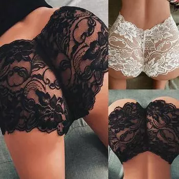 Сексуальные женские кружевные стринги с промежностью, стринги, трусики, нижнее белье, трусы с Т-образной спинкой S чёрный