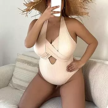 Сексуальные женские купальники, сплошной цвет, цельный купальник, женские купальники, женские купальники, бразильская пляжная одежда 3XL бежевый