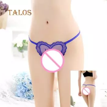 Сексуальные женские однотонные стринги для медового месяца в форме сердца, трусики-стринги с низкой талией One Size