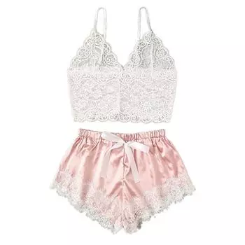 Сексуальные женские пижамы больших размеров, кружевные летние пижамы, атласные топы для сна, нижнее белье, Прямая поставка, женские пижамы, сексуальная ночная рубашка s XXL