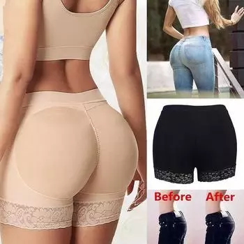 Сексуальные женские поддельные подушечки для ягодиц, формирующие трусики для похудения, нижнее белье для похудения, подушечки для бедер, брюки XXXL чёрный