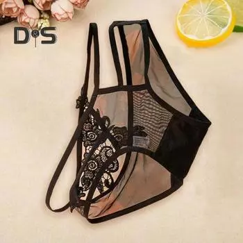 Сексуальные женские прозрачные кружевные трусики средней посадки, бесшовные, ультратонкие, сетчатые, с вышитым цветочным узором, с бантом XL