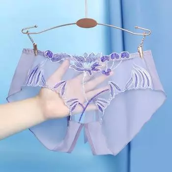 Сексуальные женские прозрачные трусы, нижнее белье, жаккардовые футболки, трусики с открытой промежностью, однотонное нижнее белье M