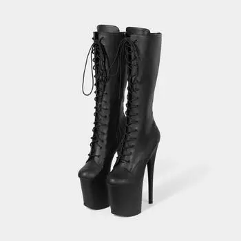 Сексуальные женские сандалии для танцев на пилоне на супер высоком каблуке 20 см, непромокаемые туфли на платформе для ночного клуба и подиума, обувь для танцев на пилоне, большие размеры 35 чёрный