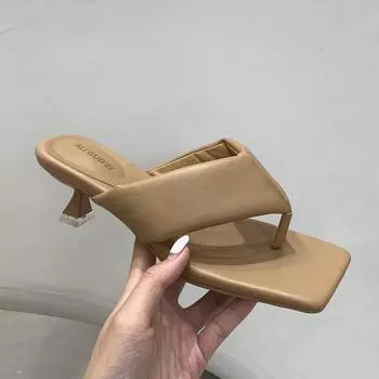 Сексуальные женские шлепанцы, сандалии на шпильке с квадратным носком, модные модельные женские туфли на низком каблуке, новые летние повседневные шлепанцы, женские тапочки 40 белый