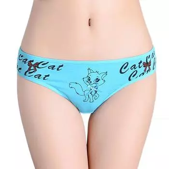 Сексуальные женские стринги с милым кошачьим принтом, трусики-стринги, хлопковые женские трусики, нижнее белье, женские трусы M белый