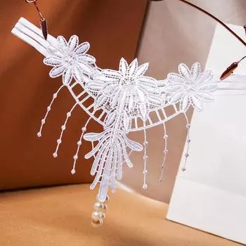 Сексуальные женские стринги стринги жемчужный массаж эротические кружевные трусики нижнее белье с низкой талией открытое промежностное порно трусы one size