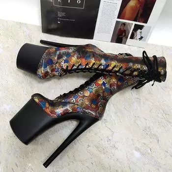 Сексуальные женские супер высокие сапоги с круглым носком для танца на пилоне на высоком каблуке замшевые сапоги для ночного клуба модель подиумная обувь на платформе 34 чёрный