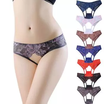 Сексуальные женские трусики, нижнее белье, кружевные цветочные сексуальные полые эротические трусики, стринги One Size