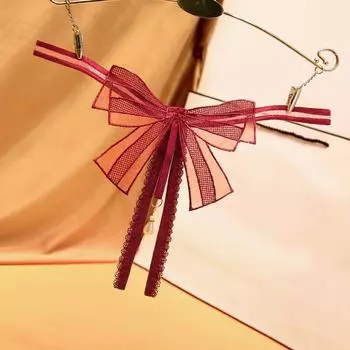 Сексуальные женские трусики с бантом, прозрачные кружевные трусики-стринги 183 one size