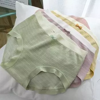 Сексуальные женские трусики со средней талией контрастного цвета, бесшовные дышащие мягкие бантики с декором, женское нижнее белье, женская интимная одежда кофейный