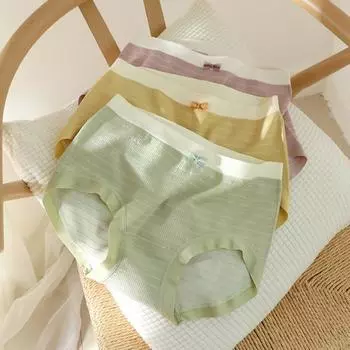 Сексуальные женские трусики со средней талией контрастного цвета, бесшовные дышащие мягкие бантики с декором, женское нижнее белье, женская интимная одежда кофейный