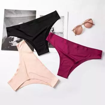 Сексуальные женские трусики-стринги Ice Silk бесшовные трусы с низкой талией спортивные трусики для фитнеса женские трусики M чёрный
