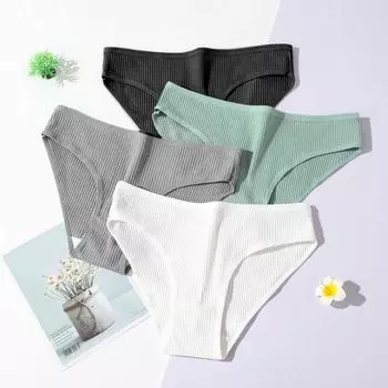 Сексуальные женские трусы с низкой талией в полоску, мягкие дышащие антисептические двухслойные влагоотводящие женские трусы с подтяжкой ягодиц L белый