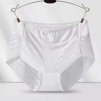 Сексуальные женские трусы со средней талией, облегающее нижнее белье с эффектом приподнятия бедер, полосатое сетчатое дышащее женское нижнее белье L белый