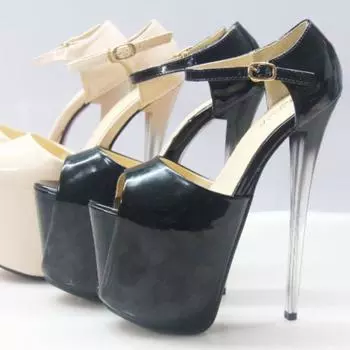 Сексуальные женские туфли для стриптиза на платформе, модель Pole Dance, высокие каблуки, туфли для ночного клуба, большие размеры, открытый носок 34 чёрный