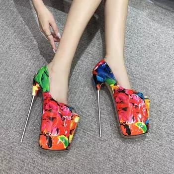 Сексуальные женские туфли-лодочки 22 см, обувь для стриптиза, модель на платформе для танцев на пилоне, обувь на высоком каблуке для ночного клуба, обувь больших размеров 35 красный