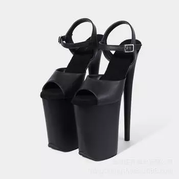 Сексуальные женские туфли на очень высоком каблуке 23 см на платформе, повседневные сандалии, туфли-лодочки для танцев на пилоне, большие размеры 35 чёрный
