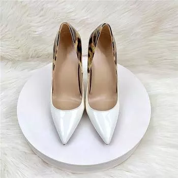 Сексуальные женские туфли на высоком каблуке с леопардовым принтом и градиентной краской, остроносые, банкетные туфли 8-12 см, большие размеры 33-46 33