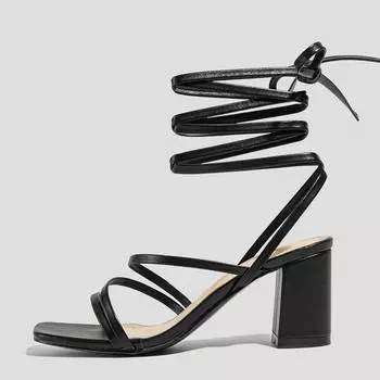 Сексуальные женские туфли на высоком каблуке с ремешками-спагетти, толстые квадратные босоножки с открытым носком, с перекрестными ремешками, для ночного клуба, вечеринки, банкета, танцев 35