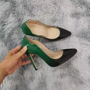 Сексуальные женские туфли с острым носком на тонком каблуке, туфли на высоком каблуке из лакированной кожи с острым носком 11 см, свадебные туфли на высоком каблуке 35 красный