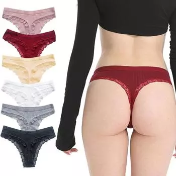 Сексуальные женские удобные кружевные трусики с низкой талией из чистого хлопка с промежностью, дышащие, высокоэластичные трусики, нижнее белье M белый