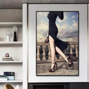 Сексуальные женственные постеры на высоких каблуках в скандинавском стиле, современный дизайн настенного декора для гостиной, спальни, настенная роспись, украшение для дома без рамки 20*40cm No Frame