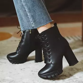 Сексуальные зимние резиновые ботильоны женские черные бежевые модные армейские ботинки женская обувь на шнуровке на каблуке мотоциклетные ботинки женские 34 бежевый