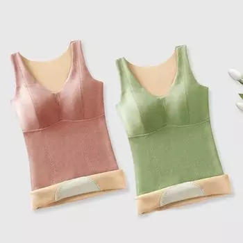 Сексуальные зимние термобелье, женский терможилет, зимние топы без косточек, теплая шерстяная бархатная меховая майка, внутренняя одежда, нижнее белье больших размеров 4XL