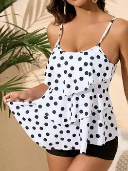 Сексуальный 2025 г. комплект танкини с принтом и оборками, женский купальник с завязками и эффектом пуш-ап, пляжный летний купальник, бразильский женский купальный костюм S белый