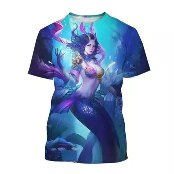Сексуальный 3D-принт русалки Повседневные футболки Ocean Girl Fashion Мужские и женские повседневные уличные футболки Harajuku Hip-Hop Street Style Футболки Топы 6XL