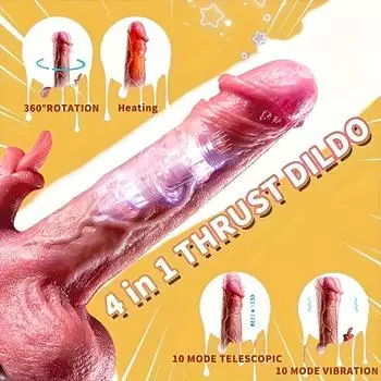 Сексуальный 9-дюймовый мужской/женский дилдо с 10 мощными режимами толчков, медленным нагревом, дистанционным управлением и вращением на 360° - игрушка для взрослых для стимуляции точки G 002
