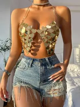 Сексуальный акриловый любовный зеркальный жилет сексуальная одежда One size красный