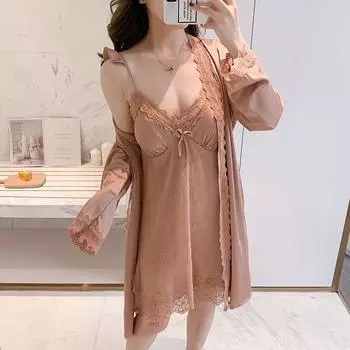 Сексуальный белый свадебный халат, ночная рубашка, комплект женской одежды для сна, кружевная отделка, V-образный вырез, короткое летнее платье, кимоно, халат, шелковый атлас, домашняя одежда M
