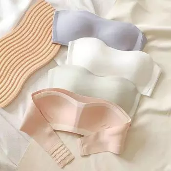Сексуальный бесшовный бюстгальтер без бретелек, невидимый бюстгальтер без бретелек, женское нижнее белье, тонкий нескользящий бюстгальтер без косточек пуш-ап, беспроводное женское нижнее белье XL розовый