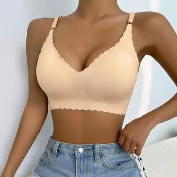 Сексуальный бесшовный бюстгальтер Ice Silk, однотонный, телесного цвета, без косточек, женское спортивное, удобное нижнее белье S белый