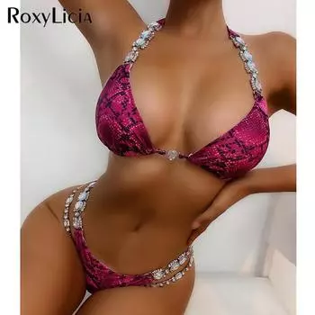Сексуальный бикини со стразами и стразами, женские купальники, женский купальник, комплект бикини из двух частей, купальный костюм для плавания S