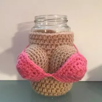 Сексуальный бикини-топ, сумки для бутылок вина, прочные, многоразовые, вязаные, рукава для чашек, подарок на день рождения, Рождество розовый