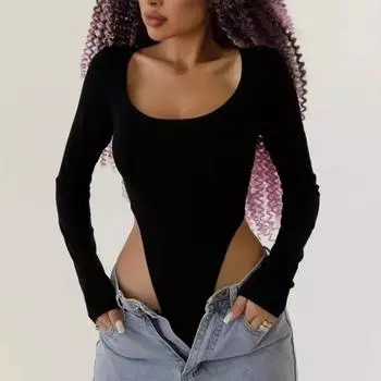 Сексуальный боди Модный топ-боди на одно плечо однотонный для женщин L