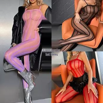 Сексуальный боди с градиентным цветом и открытой промежностью: Высокоэластичное полупрозрачное эротическое белье Black