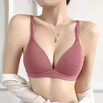 Сексуальный бюстгальтер для женщин Push Up Deep V Brassiere Everyday Solid Color Brassiere Wireless Seamless Bralette Intimate Женское нижнее белье 32A